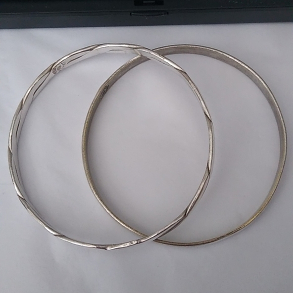 Sterling Silver 925 Taxco Mexico Bangle Bracelets, set of 2 - Picture 5 of 11